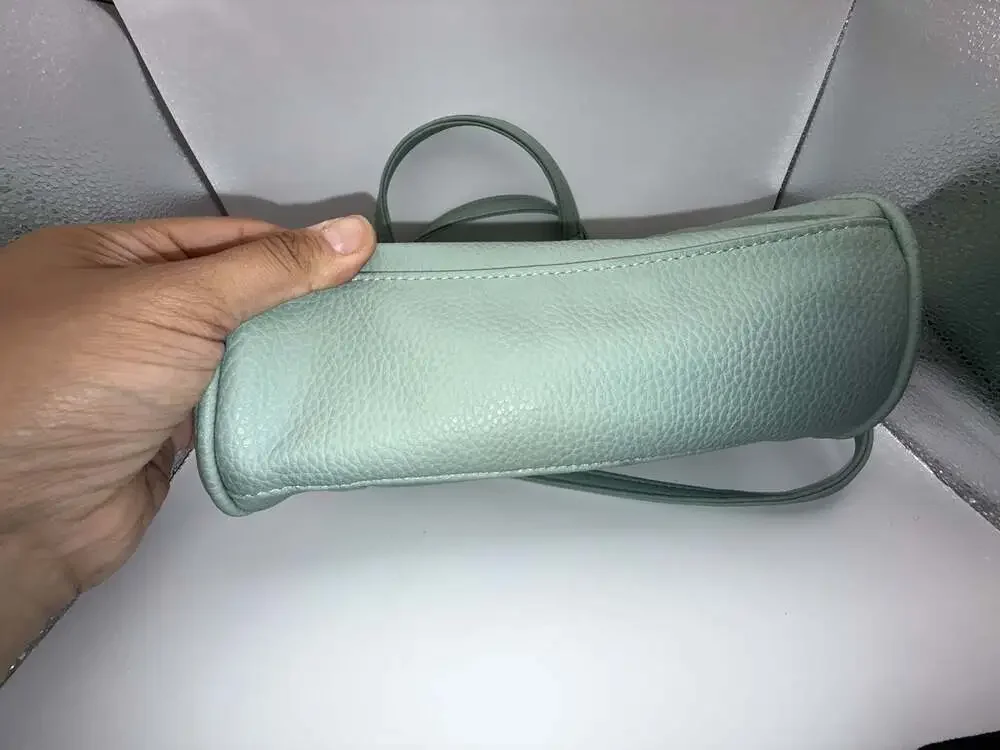Koltov Mint Green Pebble Vegan Leather Small Satchel Crossbody Bag